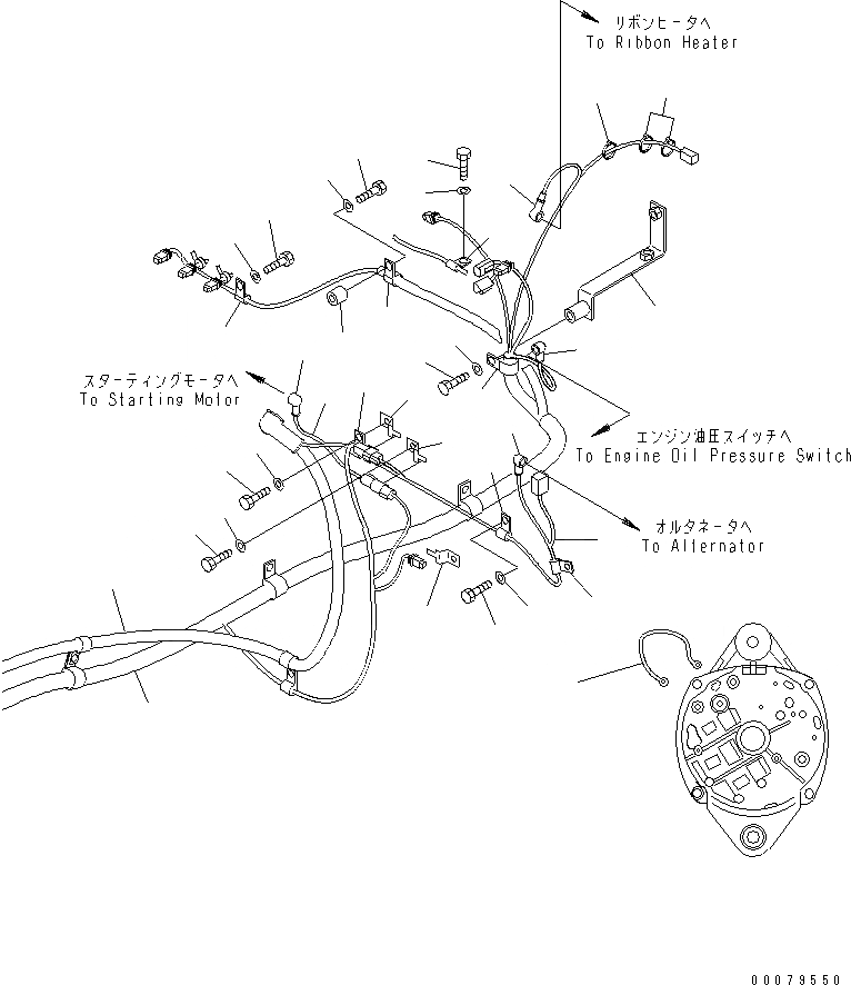 Схема запчастей Komatsu PC200LL-7L - ОСНОВН. ПРОВОДКА (ПРОВОДКА СТАРТЕРА КРЕПЛЕНИЕ) ЭЛЕКТРИКА