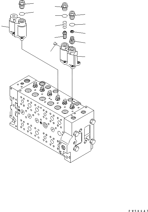 Схема запчастей Komatsu PC200LL-7L - ОСНОВН. КЛАПАН (СЕКЦ. КОРПУС) (/) ГИДРАВЛИКА