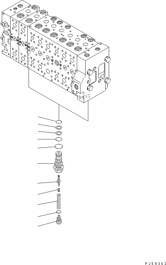 Схема запчастей Komatsu PC200LL-7L - ОСНОВН. КЛАПАН (UNПОГРУЗ. КЛАПАН ASSEMBLY) ГИДРАВЛИКА