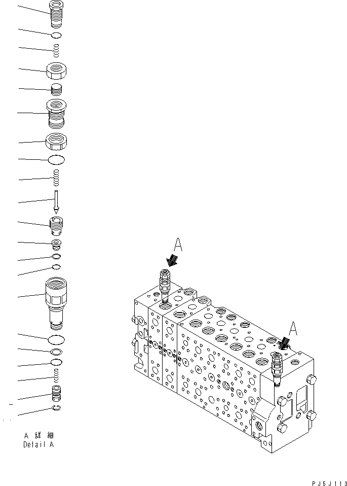 Схема запчастей Komatsu PC200LL-7L - ОСНОВН. КЛАПАН (РАЗГРУЗ. КЛАПАН ASSEMBLY) ГИДРАВЛИКА