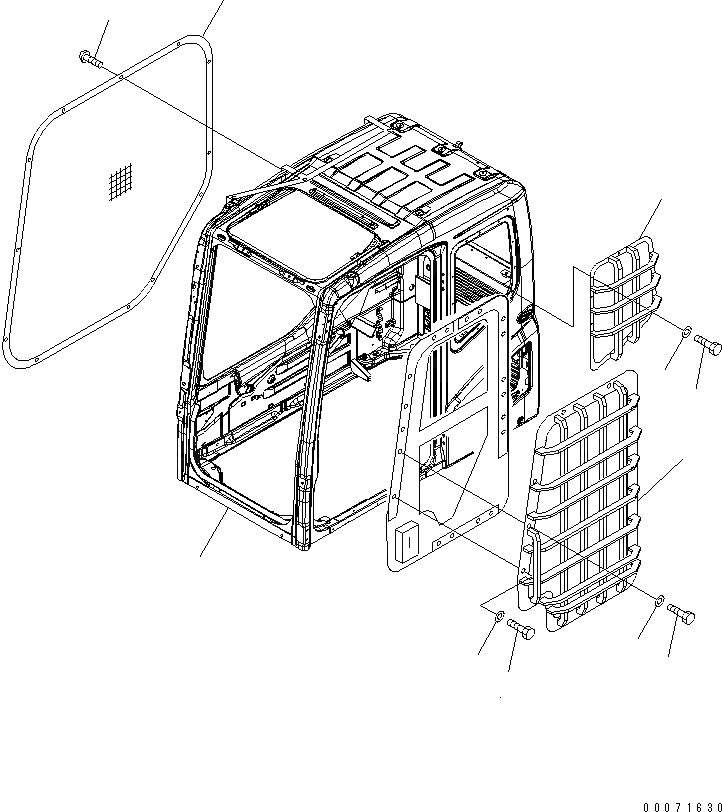 Схема запчастей Komatsu PC200LL-7L - КАБИНА (ДВЕРЬ И ЛЕВ. ЗАДН. ОКНА ЧАСТИ КОРПУСАS) (WCB) КАБИНА ОПЕРАТОРА И СИСТЕМА УПРАВЛЕНИЯ