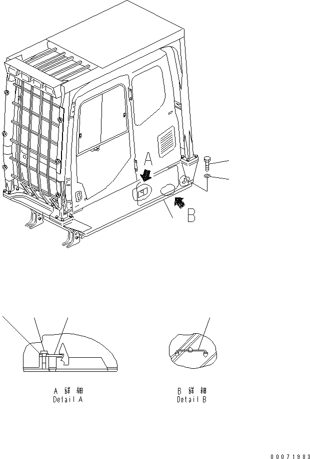 Схема запчастей Komatsu PC200LL-7L - КАБИНА (RISER INCH) ЧАСТИ КОРПУСА