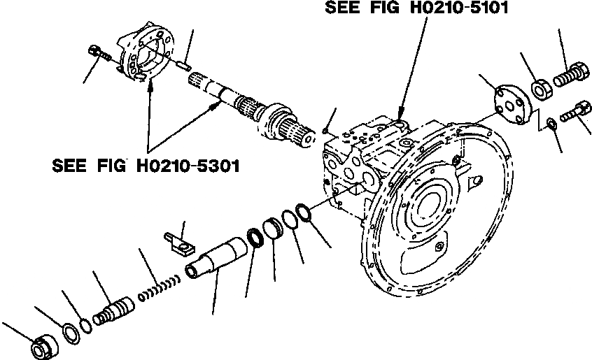 Схема запчастей Komatsu PC200Z-6LE - FIG NO. H- ОСНОВН. НАСОС ПЕРЕДН. SERVO ПОРШЕНЬ ГИДРАВЛИКА