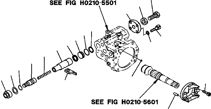 Схема запчастей Komatsu PC200Z-6LE - FIG NO. H-7 ОСНОВН. НАСОС ЗАДН. SERVO ПОРШЕНЬ ГИДРАВЛИКА