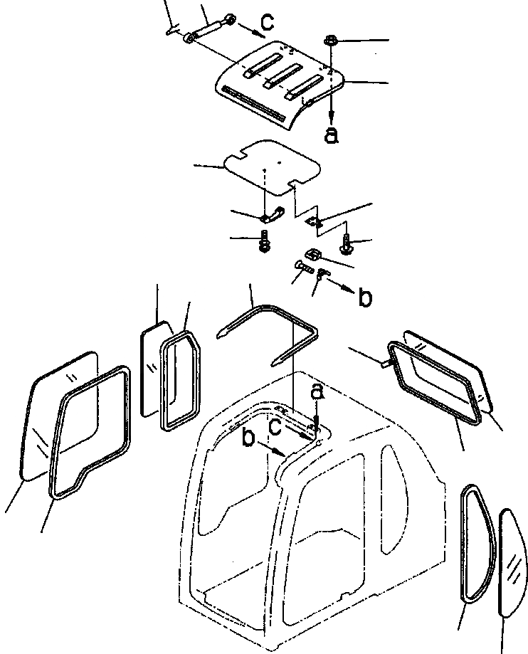 Схема запчастей Komatsu PC200Z-6LE - FIG NO. K-C КАБИНА ОКНА И КРЫША ВЕНТИЛЯТОРILATION КАБИНА ОПЕРАТОРА И СИСТЕМА УПРАВЛЕНИЯ