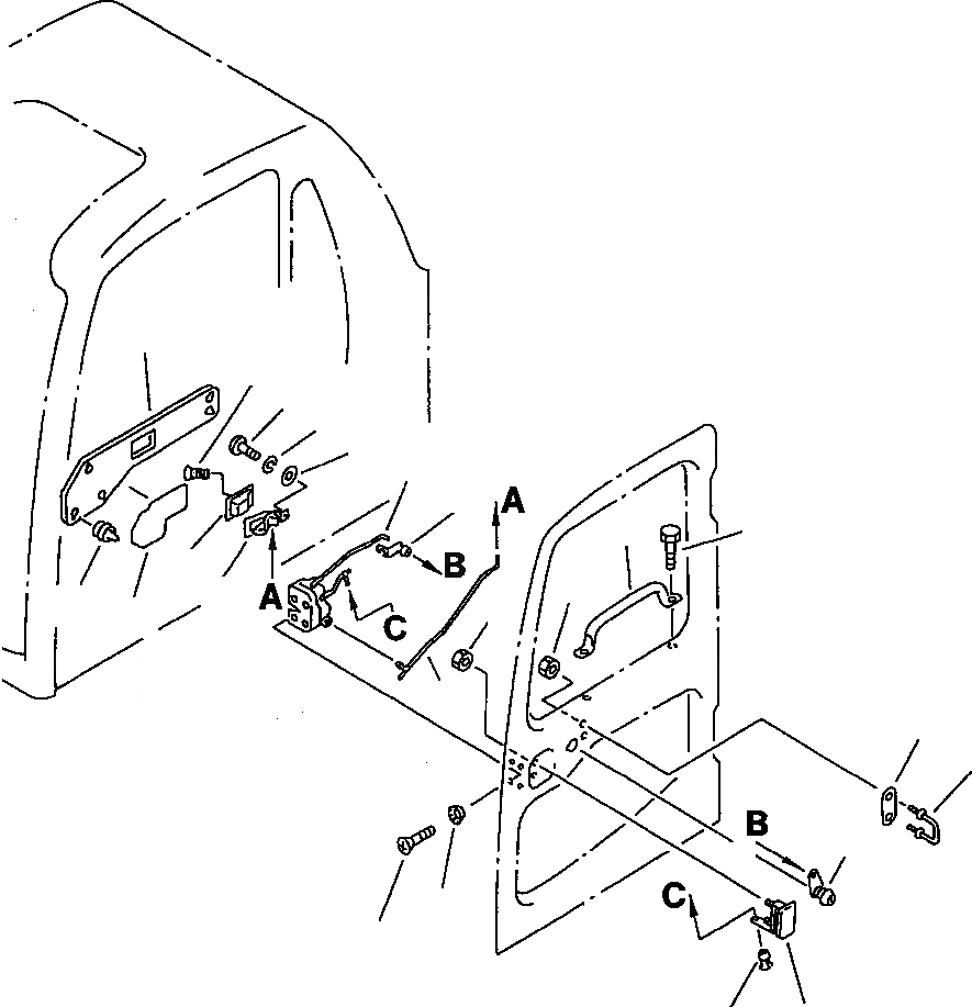 Схема запчастей Komatsu PC200Z-6LE - FIG NO. K-7 КАБИНА ЗАМОК ДВЕРИ КАБИНА ОПЕРАТОРА И СИСТЕМА УПРАВЛЕНИЯ