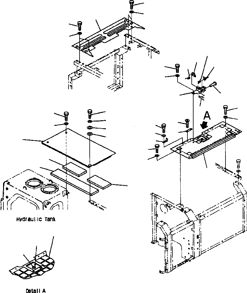 Схема запчастей Komatsu PC200Z-6LE - FIG NO. M-A КРЫШКА- ВЕРХН. КАБИНА ЧАСТИ КОРПУСА