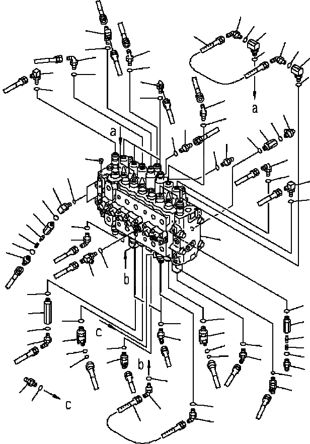 Схема запчастей Komatsu PC200-6B - ОСНОВН. КЛАПАН (СОЕДИНЕНИЕ ЧАСТИ) ( АКТУАТОР) (С ТРУБЫ) (PCLC-B) ГИДРАВЛИКА