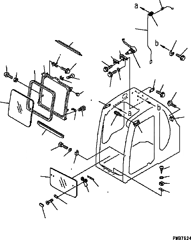 Схема запчастей Komatsu PC200-6B - OPERATOR’S КАБИНА (ПЕРЕДН. ОКНА) КАБИНА ОПЕРАТОРА И СИСТЕМА УПРАВЛЕНИЯ