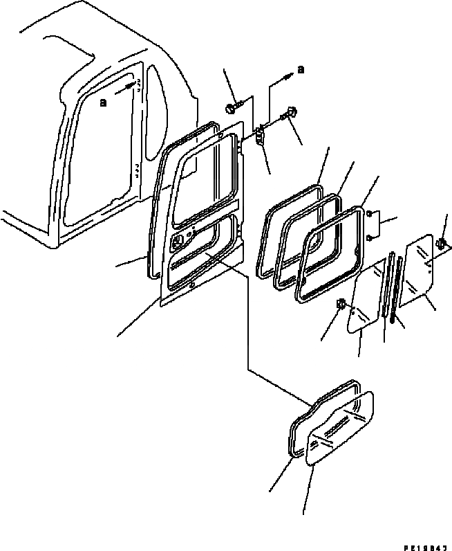 Схема запчастей Komatsu PC200-6B - OPERATOR’S КАБИНА (ДВЕРЬ) КАБИНА ОПЕРАТОРА И СИСТЕМА УПРАВЛЕНИЯ