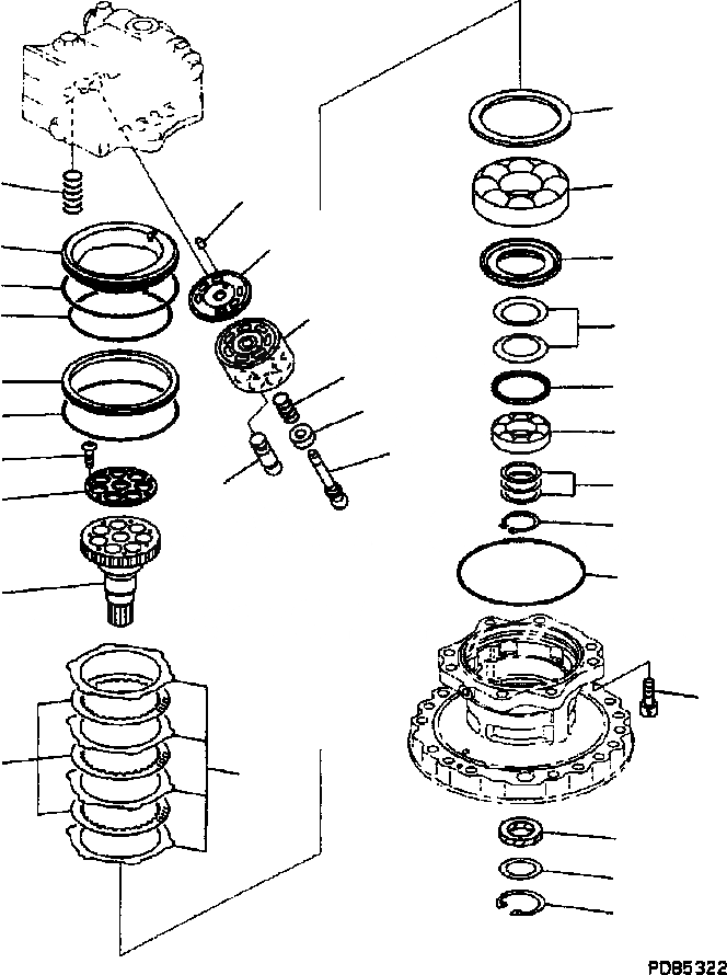 Схема запчастей Komatsu PC200-6B - МОТОР ПОВОРОТА (/) ОСНОВН. КОМПОНЕНТЫ И РЕМКОМПЛЕКТЫ
