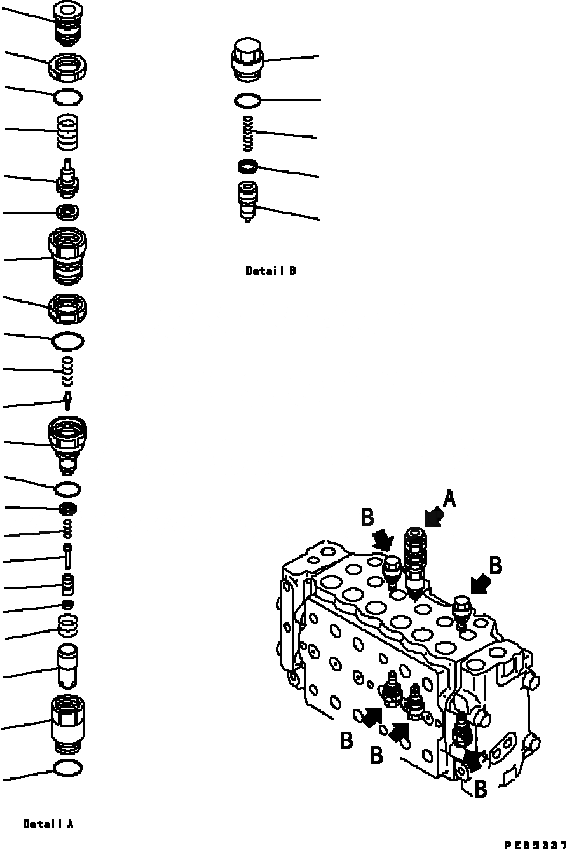 Схема запчастей Komatsu PC200-6B - ОСНОВН. КЛАПАН (-АКТУАТОР) (/) (ДЛЯ BLIND ЗАГЛУШКА OF БЕЗОПАСН.-ВСАСЫВ. СЕРВИСНЫЙ КЛАПАН) ОСНОВН. КОМПОНЕНТЫ И РЕМКОМПЛЕКТЫ