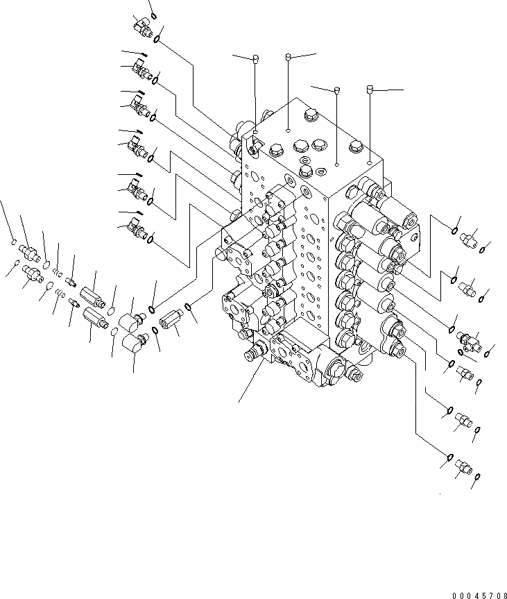 Схема запчастей Komatsu PC200-8 - ОСНОВН. УПРАВЛЯЮЩ. КЛАПАН (ДЛЯ -АКТУАТОР) (СОЕДИНИТЕЛЬН. ЧАСТИ) (/) ГИДРАВЛИКА