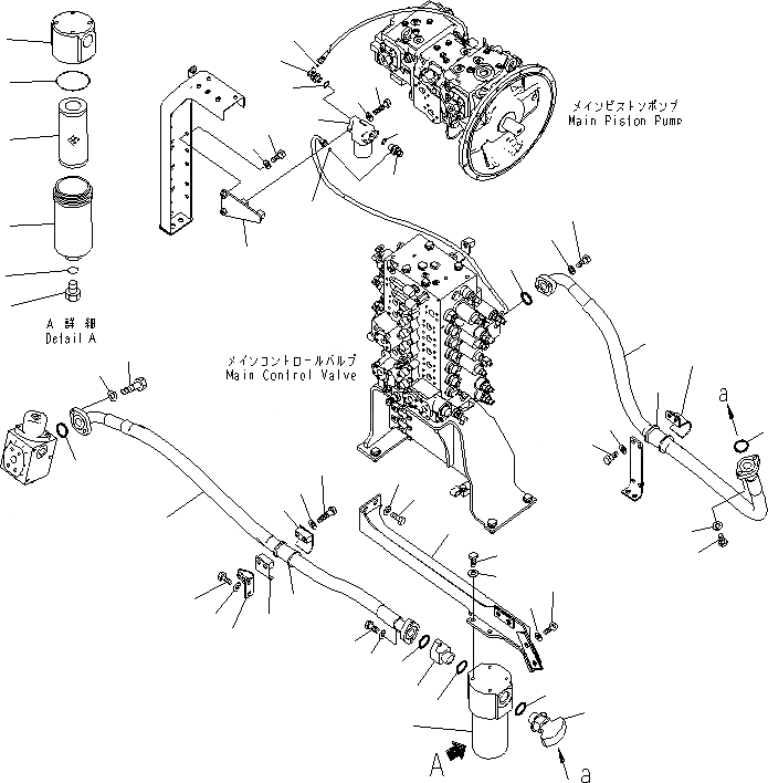 Схема запчастей Komatsu PC200-8 - НАВЕСНОЕ ОБОРУД-Е (ВОЗВРАТ. И ГЛАВНЫЙ ФИЛЬТР) (ДЛЯ -АКТУАТОР) ГИДРАВЛИКА