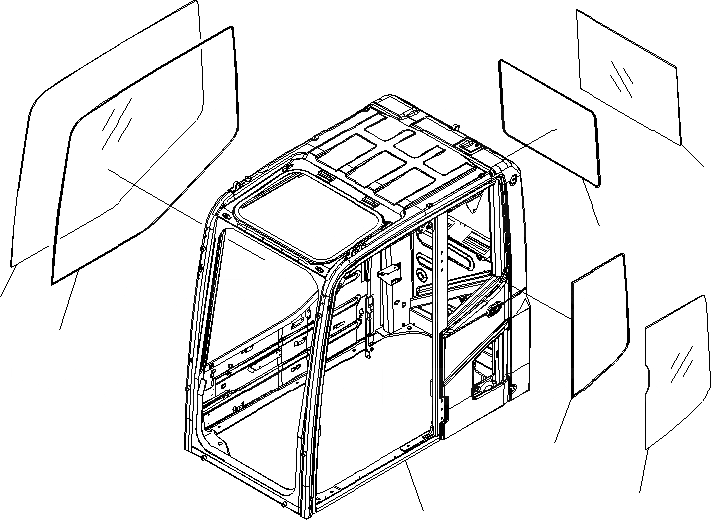 Схема запчастей Komatsu PC200-8 - КАБИНА (КАБИНА И ОКНА) (АНТИВАНДАЛЬН.) КАБИНА ОПЕРАТОРА И СИСТЕМА УПРАВЛЕНИЯ