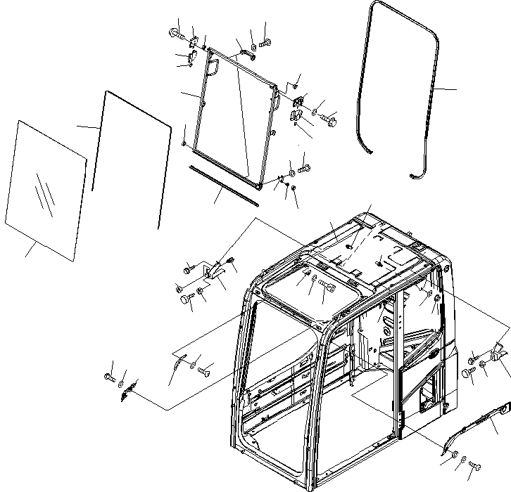 Схема запчастей Komatsu PC200-8 - КАБИНА (ПЕРЕДН. ОКНА) КАБИНА ОПЕРАТОРА И СИСТЕМА УПРАВЛЕНИЯ