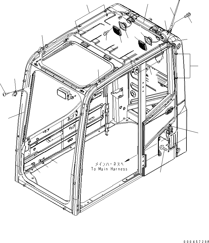 Схема запчастей Komatsu PC200-8 - КАБИНА (ГРОМКОГОВОРИТ. И ОМЫВАТЕЛЬ СТЕКЛА) (ЛЕСОЗАГОТОВИТЕЛЬНАЯ ТЕХНИКА СПЕЦ-Я) КАБИНА ОПЕРАТОРА И СИСТЕМА УПРАВЛЕНИЯ