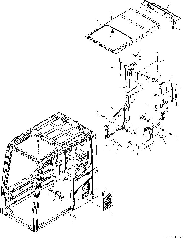 Схема запчастей Komatsu PC200-8 - КАБИНА (КРЫША КРЫШКАAND ВПУСК ВОЗДУХА) КАБИНА ОПЕРАТОРА И СИСТЕМА УПРАВЛЕНИЯ