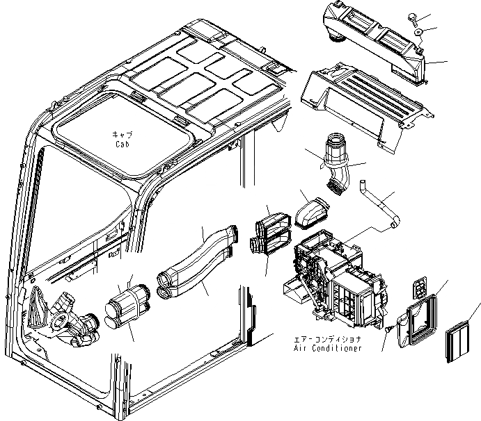 Схема запчастей Komatsu PC200-8 - КАБИНА (КАБИНА IN ЧАСТИ) (ВОЗДУХОВОД) (С КОНДИЦИОНЕРОМ) КАБИНА ОПЕРАТОРА И СИСТЕМА УПРАВЛЕНИЯ