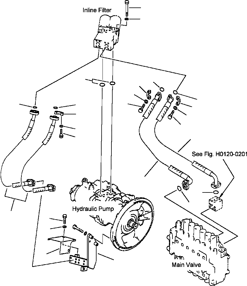 Схема запчастей Komatsu PC210LC-6LC - FIG NO. H- ГИДРОЛИНИЯ НАСОС - ОСНОВН. КЛАПАН ГИДРАВЛИКА
