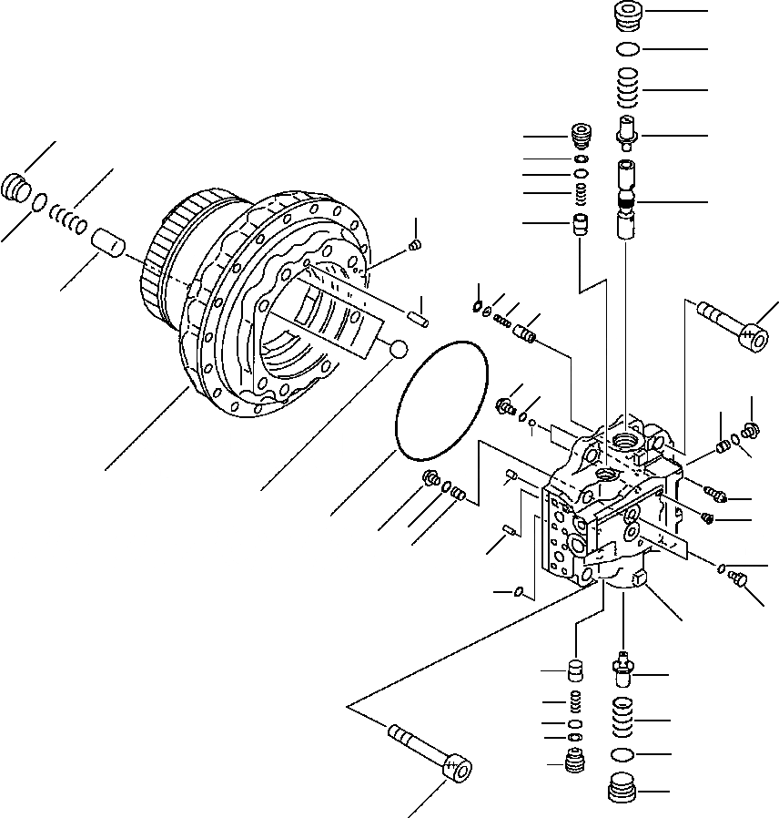 Схема запчастей Komatsu PC210LC-6LC - FIG NO. P- МОТОР ХОДА (END КРЫШКАASSEMBLY) НИЖНЯЯ ГИДРОЛИНИЯ И ЛИНИЯ ХОДА