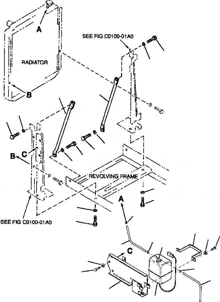 Схема запчастей Komatsu PC210LC-6LE - FIG NO. C-A КРЕПЛЕНИЕ РАДИАТОРА СИСТЕМА ОХЛАЖДЕНИЯ