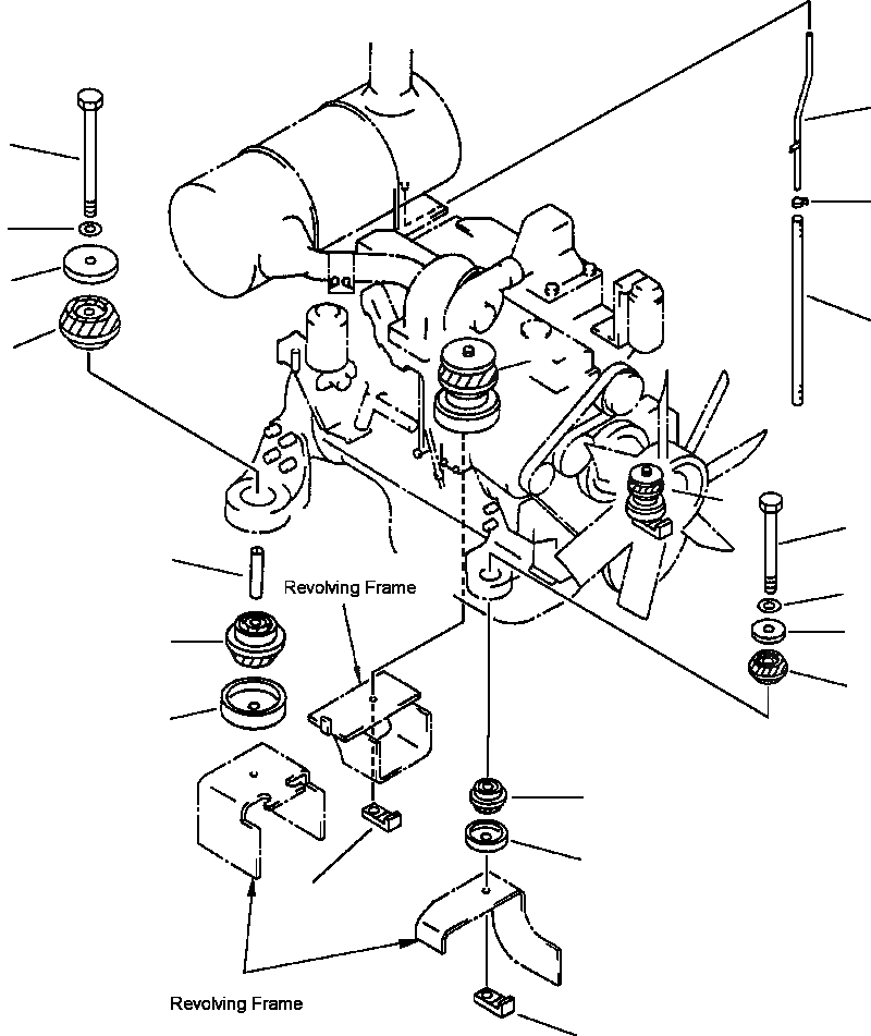 Схема запчастей Komatsu PC210LC-6L - FIG NO. B- КРЕПЛЕНИЕ ДВИГАТЕЛЯ КОМПОНЕНТЫ ДВИГАТЕЛЯ