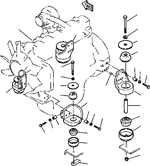 Схема запчастей Komatsu PC220LC-6LC - FIG NO. B-A ДВИГАТЕЛЬ И КРЕПЛЕНИЕ ДВИГАТЕЛЯ КОМПОНЕНТЫ ДВИГАТЕЛЯ