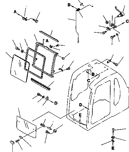 Схема запчастей Komatsu PC220LC-6LC - FIG NO. K-A КАБИНА (ПЕРЕДН. ОКНА) КАБИНА ОПЕРАТОРА И СИСТЕМА УПРАВЛЕНИЯ