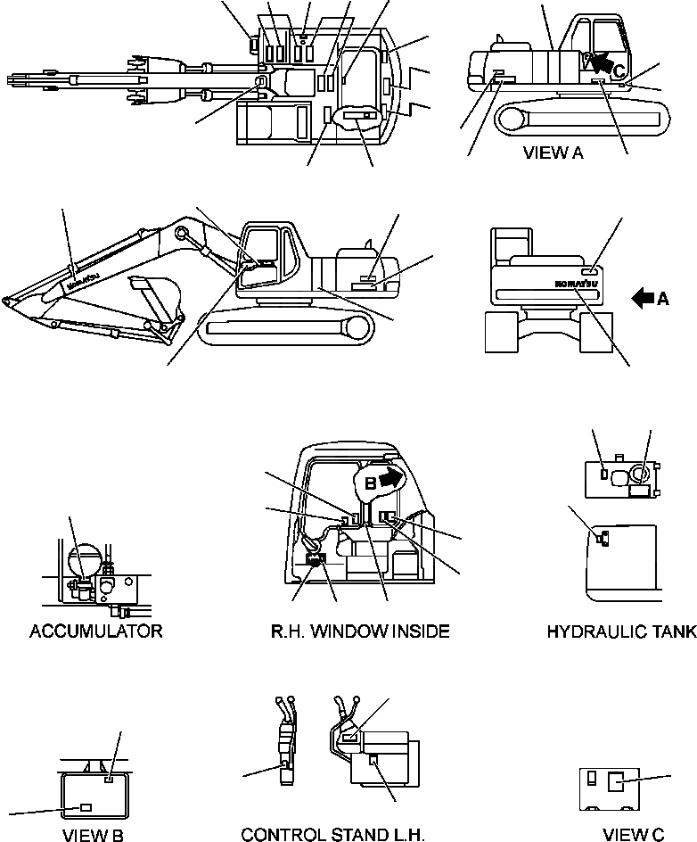 Схема запчастей Komatsu PC220LC-6LE - FIG NO. U-A ТАБЛИЧКИ МАРКИРОВКА