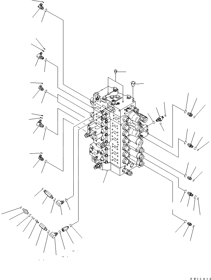 Схема запчастей Komatsu PC220LC-7L - ОСНОВН. КЛАПАН (СОЕДИНИТЕЛЬН. ЧАСТИ) ( ДОПОЛН. СЕРВИСНЫЙ КЛАПАН) ГИДРАВЛИКА