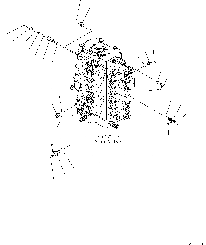 Схема запчастей Komatsu PC220LC-7L - ОСНОВН. КЛАПАН (СОЕДИНИТЕЛЬН. ЧАСТИ) ( & АКТУАТОР) ГИДРАВЛИКА