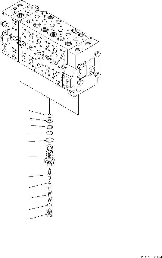 Схема запчастей Komatsu PC220LC-7L - ОСНОВН. КЛАПАН (UNПОГРУЗ. КЛАПАН ASSEMBLY) ( АКТУАТОР) ГИДРАВЛИКА