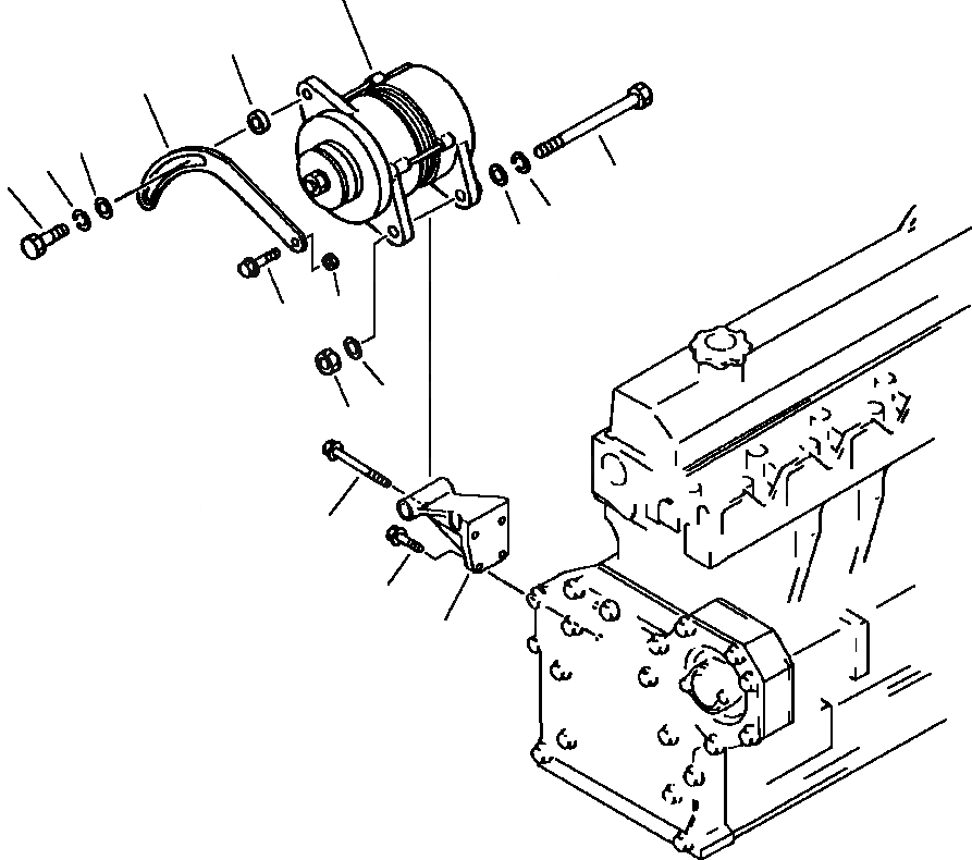 Схема запчастей Komatsu PC220LC-5 - КРЕПЛЕНИЕ ГЕНЕРАТОРА BRUSH ТИП БЕЗ COVER ЭЛЕКТРИКА