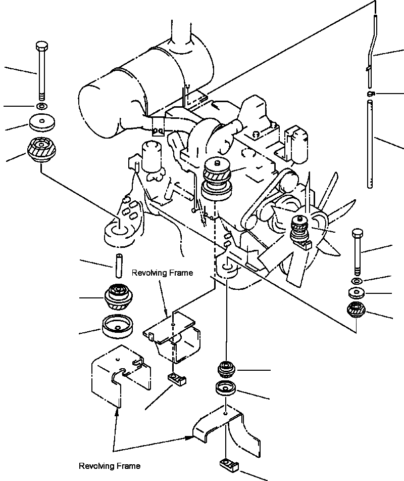 Схема запчастей Komatsu PC220LC-6L - FIG NO. B- КРЕПЛЕНИЕ ДВИГАТЕЛЯ КОМПОНЕНТЫ ДВИГАТЕЛЯ