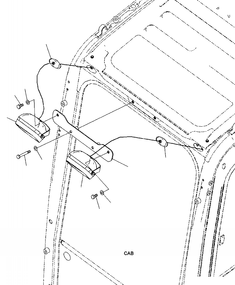 Схема запчастей Komatsu PC220LC-8 - E-A ДОПОЛН. ПЕРЕДН. ЛАМПА РАБОЧ. ОСВЕЩЕНИЯ КРЕПЛЕНИЕED ON КАБИНА ЭЛЕКТРИКА