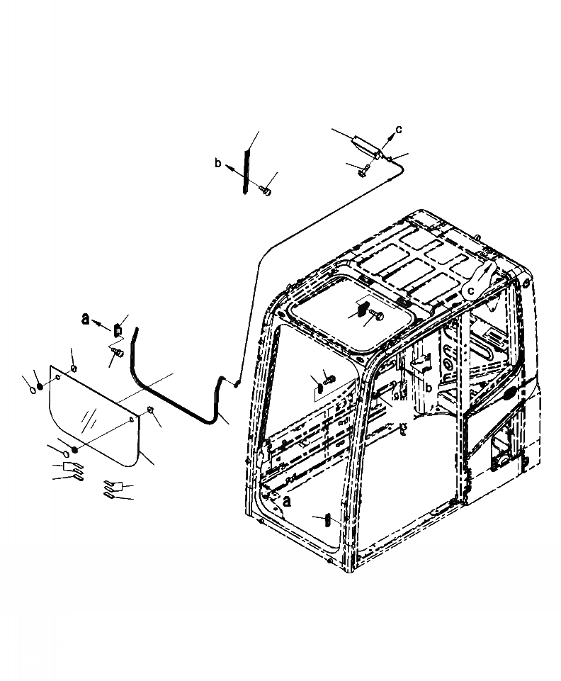 Схема запчастей Komatsu PC220LC-8 - K-A КАБИНА ПЕРЕДН. НИЖН. ОКНА OPERATOR\XD S ОБСТАНОВКА И СИСТЕМА УПРАВЛЕНИЯ