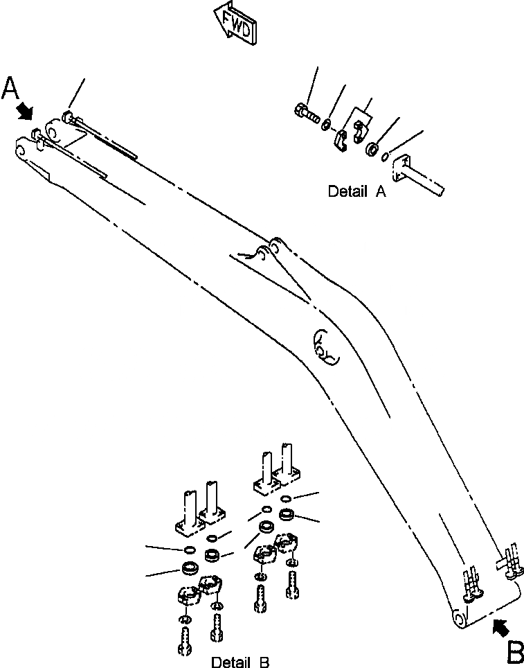 Схема запчастей Komatsu PC220LL-6 - FIG. T-7A СТРЕЛА - ТРУБЫ - ТРАНСПОРТ ЗАГЛУШКАS РАБОЧЕЕ ОБОРУДОВАНИЕ