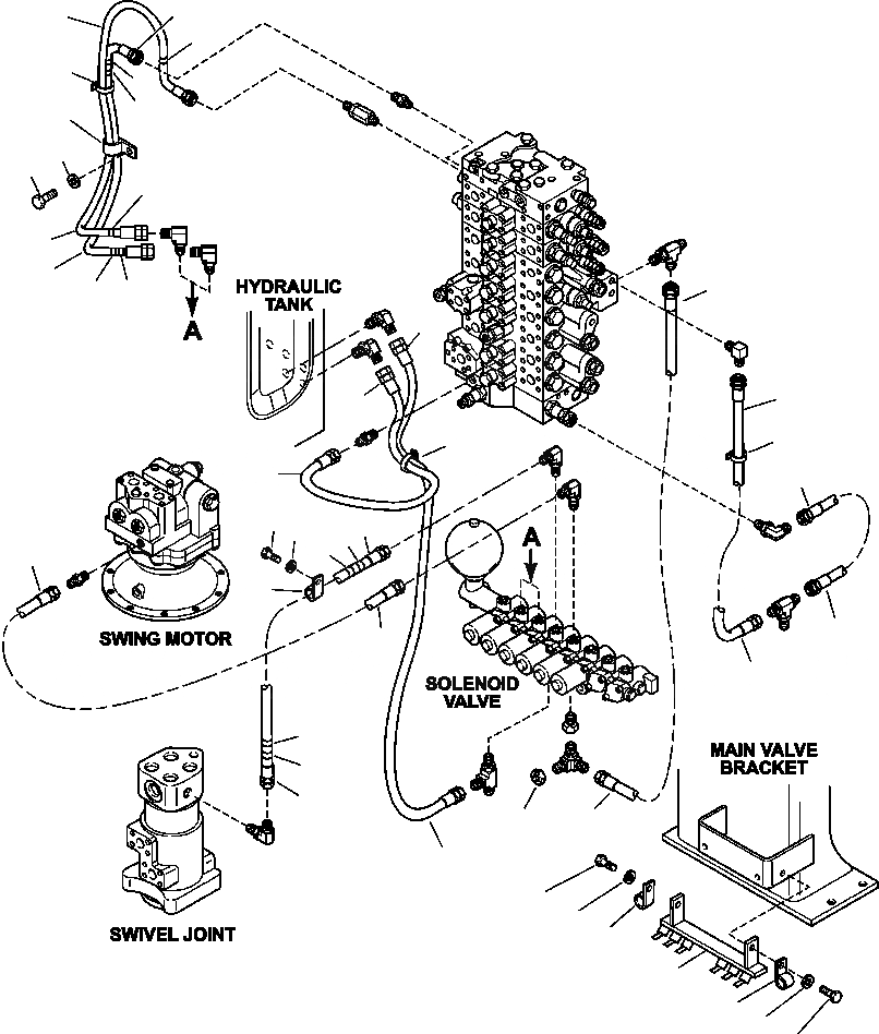Схема запчастей Komatsu PC220LL-7L - FIG. H8-A ГИДРОЛИНИЯ - СОЛЕНОИДНЫЙ КЛАПАН - ПАТРУБКИ И КОРПУС ГИДРАВЛИКА