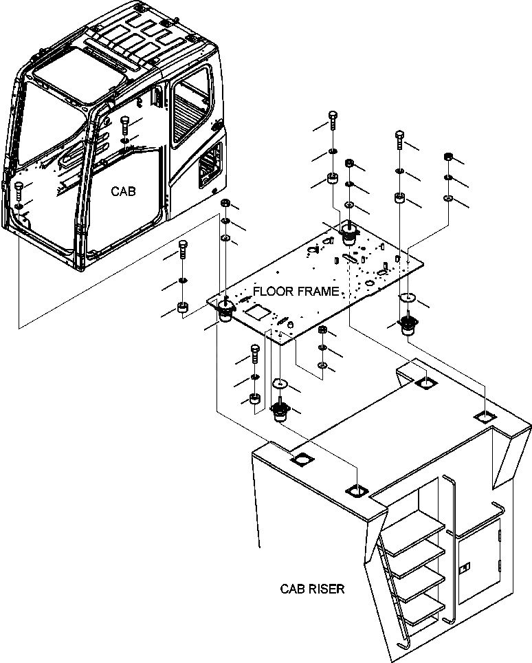 Схема запчастей Komatsu PC220LL-7L - FIG. K-A КРЕПЛЕНИЕ ПОЛА КАБИНА ОПЕРАТОРА И СИСТЕМА УПРАВЛЕНИЯ