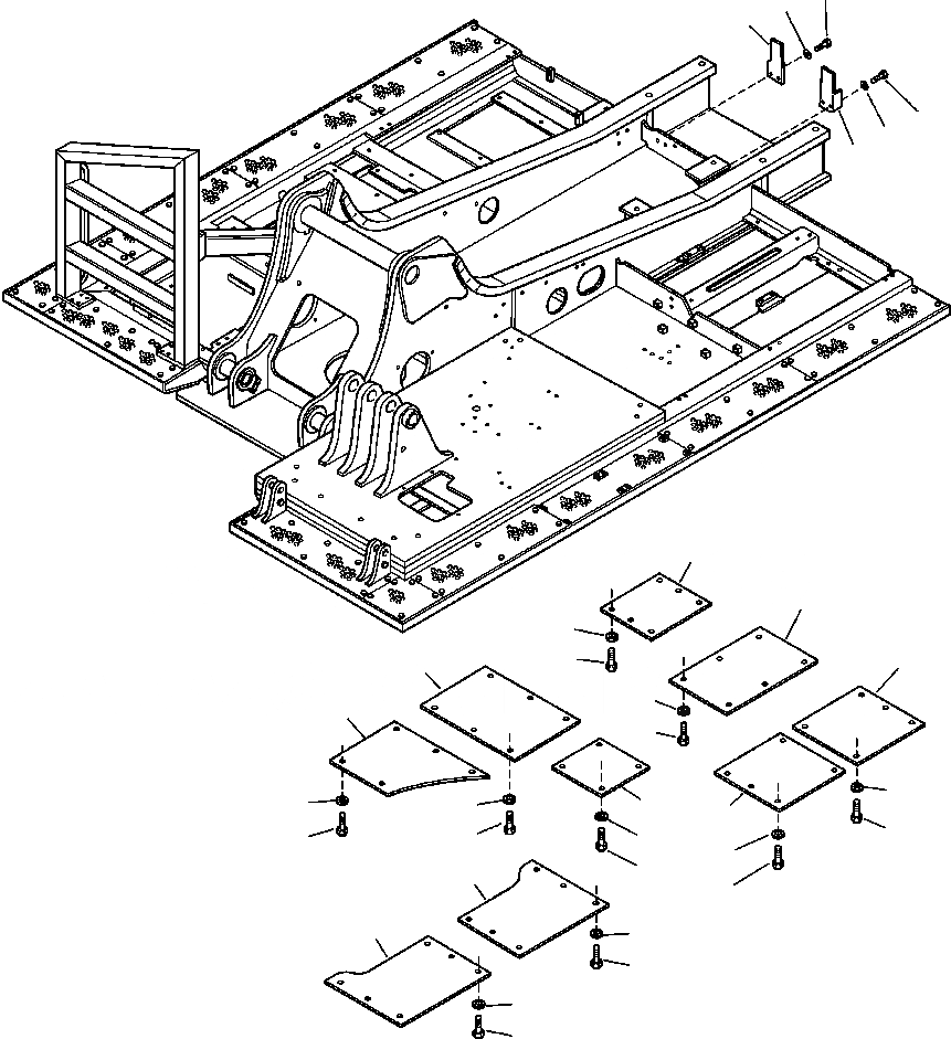 Схема запчастей Komatsu PC220LL-7L - FIG. M8-A ОСНОВНАЯ РАМА - НИЖН.КРЫШКИ ЧАСТИ КОРПУСА