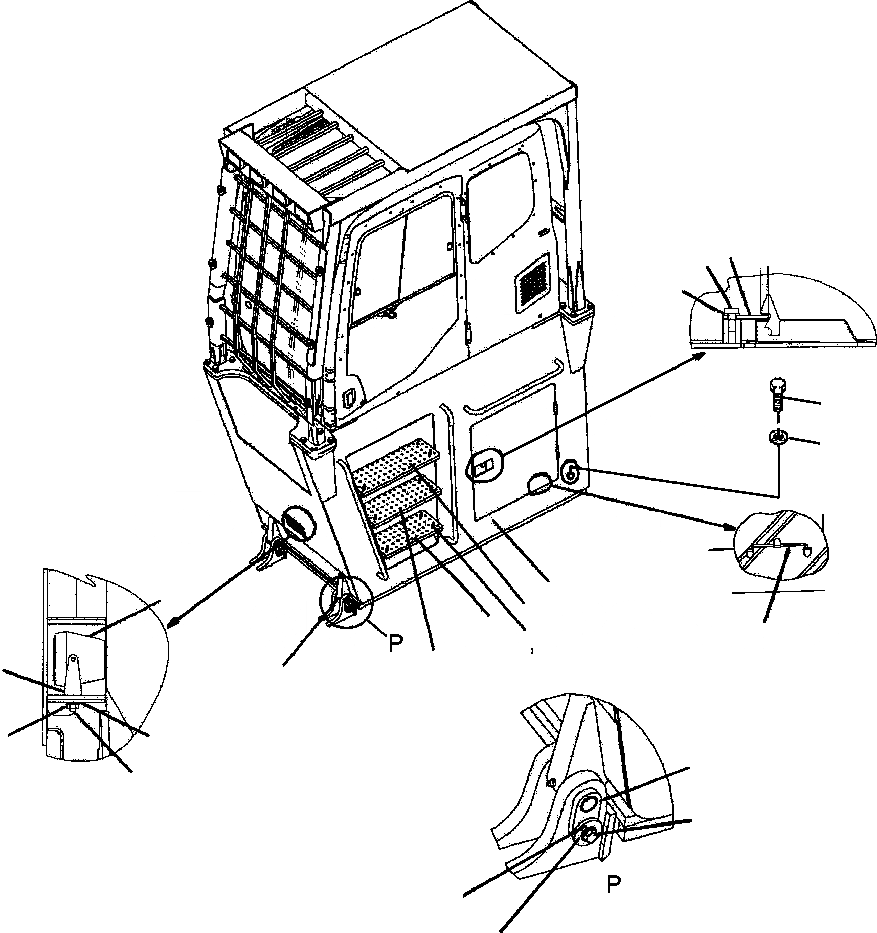 Схема запчастей Komatsu PC220LL-7L - FIG. M8-A КАБИНА - RISER 8 INCH ЧАСТИ КОРПУСА