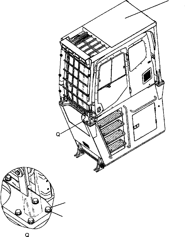 Схема запчастей Komatsu PC220LL-7L - FIG. M8-A КАБИНА - ЧАСТИ КОРПУСА ЧАСТИ КОРПУСА