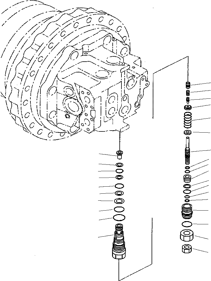 Схема запчастей Komatsu PC220LL-7L - FIG. P-A МОТОР ХОДА - CROSS OVER РАЗГРУЗ. КЛАПАН НИЖНЯЯ ГИДРОЛИНИЯ И ЛИНИЯ ХОДА