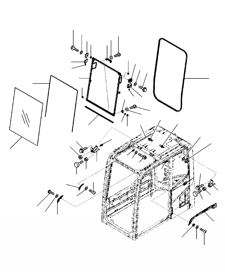 Схема запчастей Komatsu PC220LL-8 - K-A КАБИНА ОКНА - ВЕРХН. ПЕРЕДН. OPERATOR\XD S ОБСТАНОВКА И СИСТЕМА УПРАВЛЕНИЯ