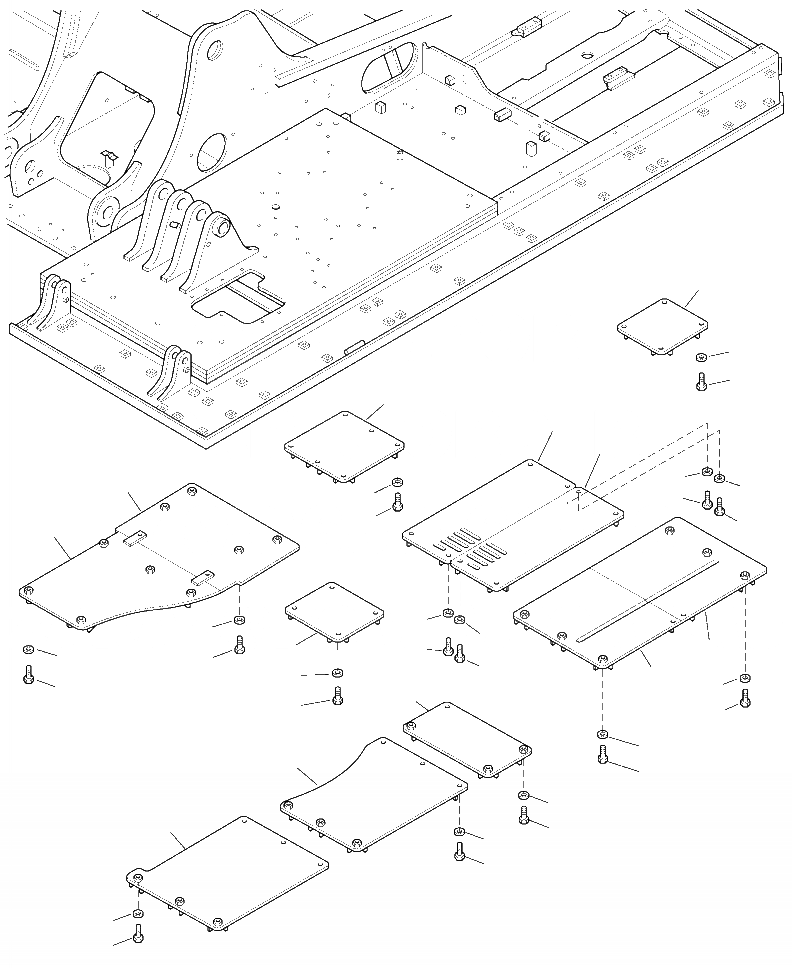 Схема запчастей Komatsu PC220LL-8 - M8-A НИЖН.COVER ЧАСТИ КОРПУСА