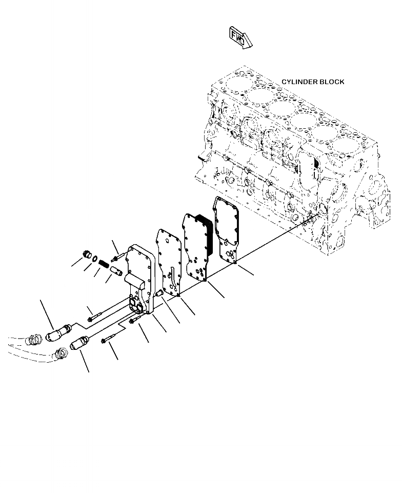 Схема запчастей Komatsu PC240LC-10 - ALC- ДВИГАТЕЛЬ МАСЛООХЛАДИТЕЛЬ ДВИГАТЕЛЬ