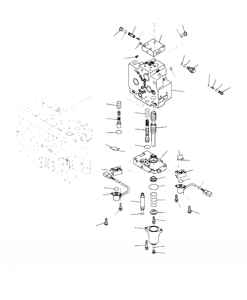 Схема запчастей Komatsu PC240LC-10 - H- ОСНОВН. УПРАВЛЯЮЩ. КЛАПАН ВНУТР. ЧАСТИ (/) ГИДРАВЛИКА