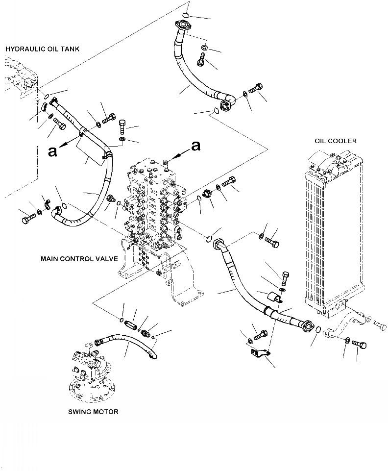 Схема запчастей Komatsu PC240LC-10 - H- ГИДРОЛИНИЯ МАСЛООХЛАДИТЕЛЬ ВОЗВРАТ. ЛИНИЯ ГИДРАВЛИКА