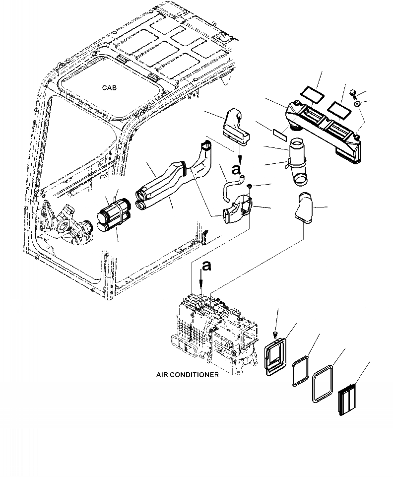 Схема запчастей Komatsu PC240LC-10 - K- КАБИНА КОНДИЦ. ВОЗДУХА ВОЗДУХОВОДЫ (/) OPERATOR\XD S ОБСТАНОВКА И СИСТЕМА УПРАВЛЕНИЯ